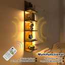 Homaterial 5 Tier Wall Shelf Unit, Modern Vertical Lack Wall Shelves with Light, Wall Mount, Floating Column Home Decor Shelves for Bedroom, Living Room, Vanity Storage Display(Dark Brown)