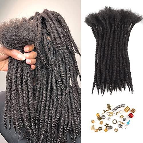 Orientdreads Loc Extensions Human Hair with Curly Ends, Handmade Dreadlock Extensions Human Hair Can be Dyed and Bleached (8 Inch 0.6cm 40 Strands #Nature Black)
