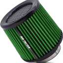 muge racing Universal 3 Inch 76mm Air Intake Filter Replacement Cone Air Filters Quality Dry Air Filter (Green)