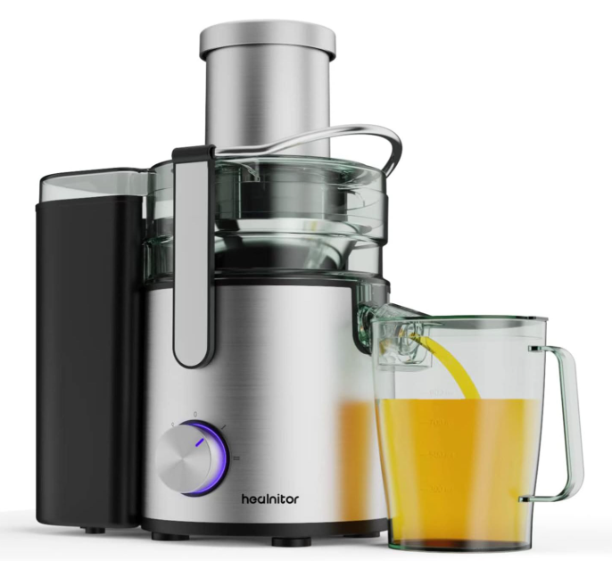 1000W 5-SPEED LCD Screen Centrifugal Juicer Machines Vegetable and Fruit, Healnitor Juice Extractor with Big Adjustable 3" Wide Chute, Easy Clean, BPA-Free, High Juice Yield, Silver