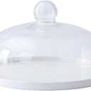 Cabilock Cake Plate with Dustproof Glass Cover 8.3 Inch Dessert Tray for Serving Pastries Cakes and Fruit Platter for Home and Party Use (21X21CM)