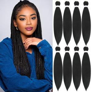 Braiding Hair Pre Stretched 20 Inch 8 Packs Pre Stretched Braiding Hair Extension For Braiding For Box Braids Hot Water Setting Soft Yaki Texture Easy To Twist(20Inch,1B)