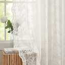 YJ YANJUN Vintage Lace Curtains 45 Inch Length- Victorian Country Floral Short Voile Sheer Kitchen Cafe Curtains Old House Privacy Bathroom Window Drapes 52W x 45L inch Ivory