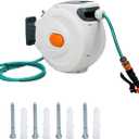 Retractable Garden Hose Reel, Wall Mounted Water Hose Reel with Hidden Handle, Slow Return System, Auto-Rewind, Any Length Lock and 180 Degree Swivel, XL