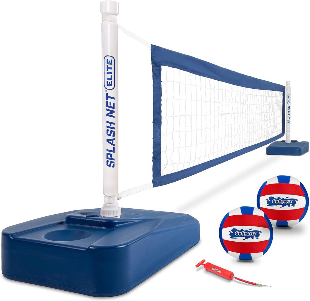 GoSports Splash Net Elite Pool Volleyball Game with Water Weighted Bases - Adjustable Net for Inground Pools, Large