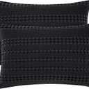 PHF 100% Cotton Waffle Pillow Shams Standard Size, 2 Pack 20" x 26" Soft Skin-Friendly Pillowcases, No Filling, Aesthetic Woven and Breathable Waffle Weave Pillow Case Covers for Bed, Black