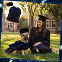 Huhumy 3 Pcs Dog Cat Graduation Doctoral Costume Set, 2026 Pet Phd Graduation Cap and Deluxe Doctoral Gown with Hood Side Tam Puppy Kitty Dogs Grad Holiday Party Costume Accessory(Royal Blue,M)