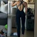 Sunzel Jumpsuits for Women Backless, Seamless Workout One Piece Bodycon Bodysuits, Butt Scrunch Leggings Unitard (Black, L)