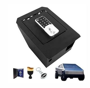 Center Console Safe Vault - Xdeer Console Gun Safe Box Compatible with Tesla Cybertruck 2024, 4 Digit Combination Lock with Key