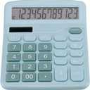 Desk Calculator 12 Digit Office Calculators with Large Screen Display, Dual Solar Power and Battery, Recessed Big Button Calculator for Office Home SchoolBlue