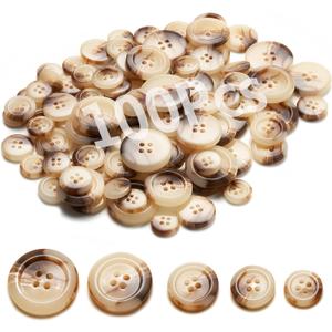 Sewing Buttons - Craft Buttons, 5 Sizes of 100 Pcs Versatile Buttons for Sewing, DIY Projects and Holiday Decoration (Ecru)