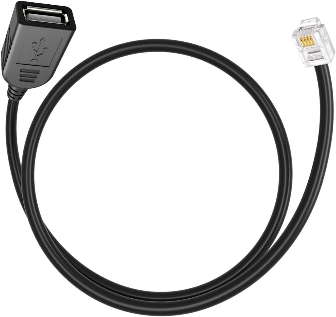 RJ11 to USB Adapter, RJ116p4c to USB Female Cable, Used for Telephone Communication, Fax Machine, Modulation and Demodulation Adapter (30cm)