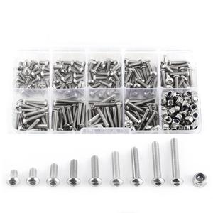 M3 Bolts and Nuts Set Stainless Steel Hex Socket Button Head Screws and Locknuts Assortment Kit