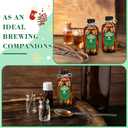 Uiifan 12 Pack Amber Glass Bottles Boston Round Sample Bottles Glass jars with Lids Dark Vanilla Extract and 12 Pcs Christmas Green Snowflakes Stickers for Gift Beans(8 oz)