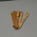 IMPRESA 7-Piece Narrow Wooden Measuring Spoons Set - 7 Sizes 1 TBSP-1/8 TSP Brown Rubberwood - Rectangular Design for Spice Jars - Laser-Etched Standard & Metric with Leveler & Leather Tie