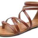 DREAM PAIRS Women's Dressy Gladiator Summer Cross Strappy Sandals Comfort Flat Casual Beach Fisherman Thong Sandals, 9