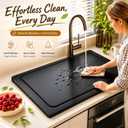 Wood Stove Cover for Electric Stove & Gas Range, 27.56" x 19.69" Black Lightweight Stovetop Cover with Built-In Handles, Juice Groove, Smooth Flat Surface for Extra Counter Space