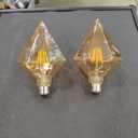 Lxcom Lighting 8W LED Edison Light Bulb E26 Dimmable Vintage Bulbs 80W Equivalent Soft Warm White 2200K D110 Diamond Shape Amber Glass Decorative LED Filament Bulbs for Bar Home Restaurant, 2 Pack