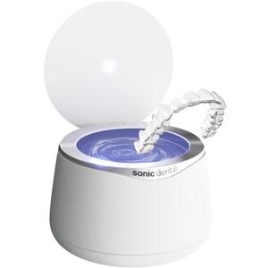 Sonic Pro Dental Cleaning Pod, 43kHz Ultrasonic Retainer Cleaner Machine for Dentures, Mouth Guards, Braces, Toothbrush Heads, Jewelry & All Dental Appliances, FSA/HSA Eligible (Pearl White)