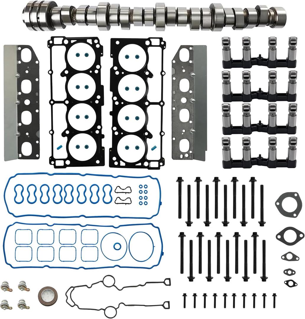 5.7L Non MDS Hemi Camshaft Lifter Kit w/Head Gasket Bolts Set Fit for Jeep Grand Cherokee Chrysler 300 Dodge Charger Challenger Durango 2009-2016 V8 5.7L 53022372AA 53021720AD HS26423PT