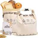 Beeswax Bread Bags Natural Beeswax-Lined Cotton Storage Reusable Sourdough bread bags Bakery Essentials Freshness Keeper for Homemade (2 Pack)