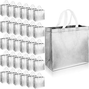 Eccliy 60 Pcs Reusable Gift Tote Bags Cna Week Gifts 2025 Grocery Shopping Bag with Handles Thank You for Bridesmaid Wedding(Silver)