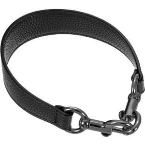 Uxcell 14.17 Inch PU Leather Short Bag Strap with Clasp, Purse Handles Handbags Replacement Straps for Clutch Bag Underarm Bags, Black, Grey Buckle