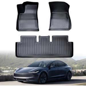 All Weather Floor Mats fit Tesla Model 3 2024-2025 Highland Floor mats Set of 3 Mats TPE Waterproof Anti-Slip Floor mats for Model 3 Accessories.