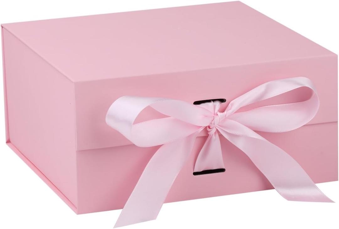 OEMVALATY Pink Gift Box,8x8x4 Inches Gift Boxes with Lids for Presents with Magnetic Closure and Ribbon for Wedding,Storage,Birthday