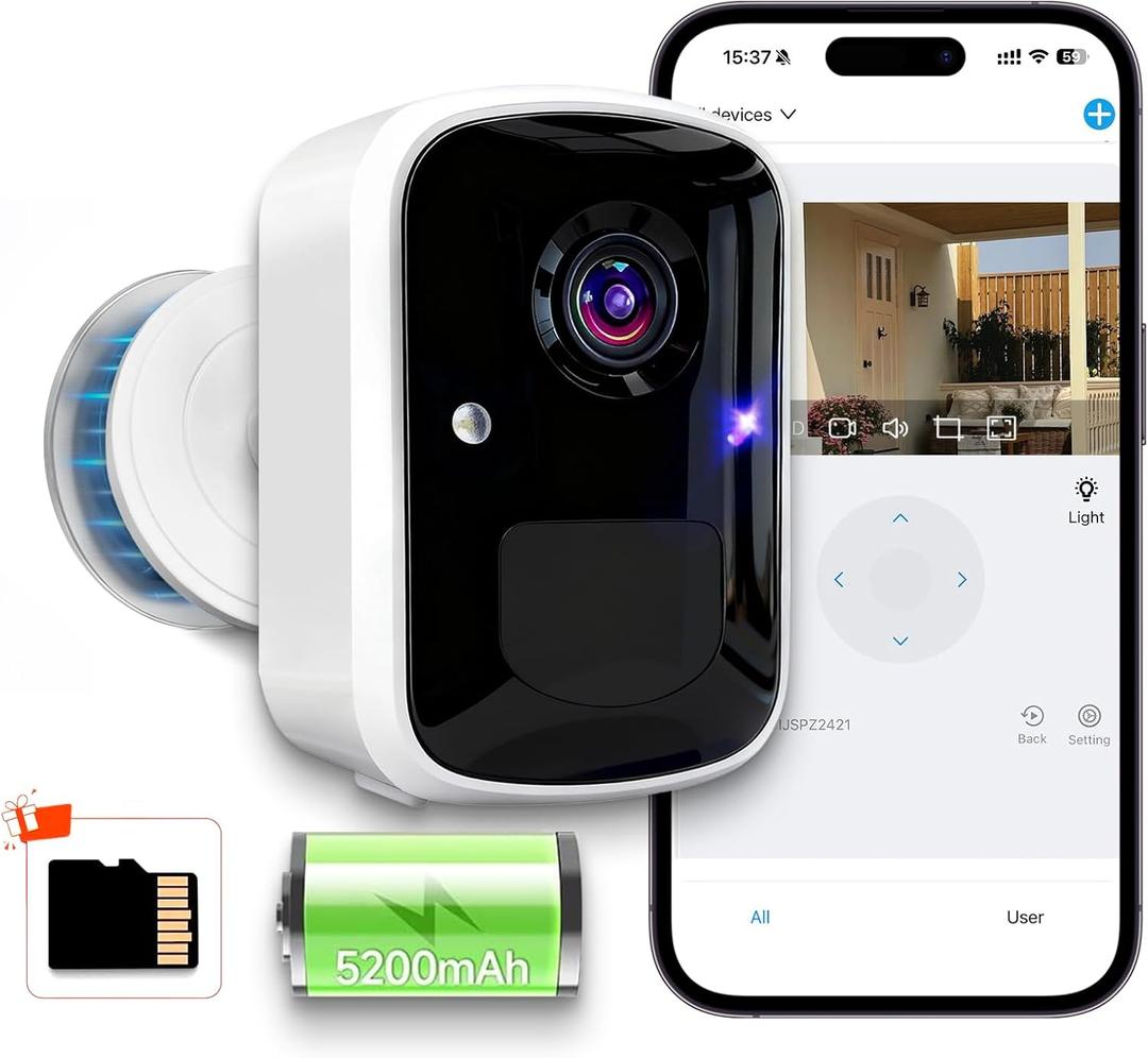 Goalake Wireless Security Camera for Home, 3MP Battery Powered Outdoor/Indoor WiFi Camera with AI Motion Detection, 2-Way Talk, Spotlight Siren, IP65, Cloud/Up to 256G SD Storage(Pre-Inserted SD Card)