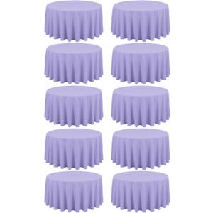 10 Pack Lavender Round Tablecloths - 120 Inch, Polyester Table Cover, Stain and Wrinkle Resistant Washable Fabric Table Cloth for Wedding Banquet Parties