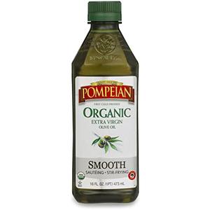 Pompeian USDA Organic Smooth Extra Virgin Olive Oil, Contains Polyphenols, First Cold Pressed, 16 Fl Oz, Best By: 10/25