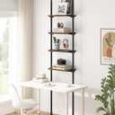 ALLZONE Adjustable Tall Narrow Bookshelf, 4-Tier Floor-to-Ceiling Tension Mount Ladder Book Shelf with Storage for Versatile Uses, Fits 64-113 Inch Ceilings, 20.28-Inch Wide Wood Shelves, Rustic Brown
