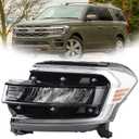 LH Full LED W/Chrome Trim Strip Headlight W/LED DRL Assembly Compatible with 2022-2024 Ford Expedition Limited/Platinum/Timberline/King Ranch Headlamp Left Driver Side FO2502427 NL1Z-13008-N