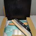 Pizza Stone 5 PCS Set, 15 x 12" Large Rectangle Pizza Stone Set for Oven and Grill with Metal Pizza Peels & Cutter Rocker, 0.6'' Thickened Stone Pizza Pan, Baking Stone for Pizza, Bread