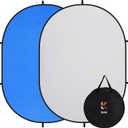 Kate Collapsible Pop-Up Backdrop for Self-Tape Auditions, Professional Headshots, Video Conferencing & Live Streaming - Portable Photography Background (5'x6.5' / 1.5x2m, Blue/Gray)