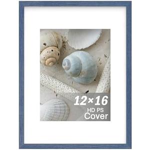 An&He 12x16 inch Picture Frame, Blue Simple Photo Frame for Decorative Artwork, Suitable for Tabletop, Desk, Bookshelf and Wall Display, Photo Gallery Decor