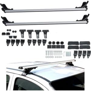 48 Inch Universal Car Top Roof Cross Bar Luggage Cargo Rack with 3 Kinds Clamp Silver Aluminum