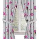 Jay Franco Black Out Window Curtains for Kids Bedroom 4-Piece Drape Set with 2 Tiebacks, Grey - Minnie Mouse, 42" W x 84" L (Pack of 2)