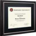 EXCELLO GLOBAL PRODUCTS Photo Document Frame: 11" x 14" with Double Mat Graduation Diploma Certificate Holder Wall Frame (Black/Silver/Red)