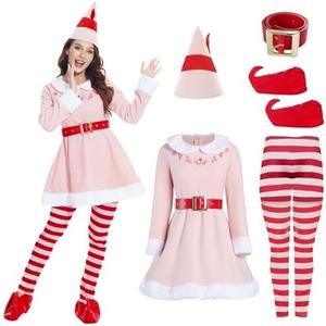 rumnigh Christmas Elves Costume For Women,Elves costume adult Women Christmas Cosplay Costume Full Set M