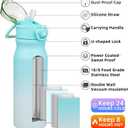 BJPKPK Insulated Water Bottle 25oz Stainless Steel Water Bottles with Straw and Carry Handle Double Wall Metal Thermal Flask,Sea Salt