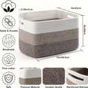 4 Pack Storage Baskets for Organizing, 12''Lx9''Wx8''H Woven Baskets for Storage Toys, Towels, Books, and Clothes, Cotton Rope Basket for Shelves with Handle White & Brown