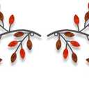 Hotop 2 Pieces Metal Tree Leaf Wall Decor Vine Olive Branch Leaf Wall Art Wrought Iron Scroll Sculptures Above the Bed, Living Room, Outdoor Decoration(Classic Style,Rusty Color)