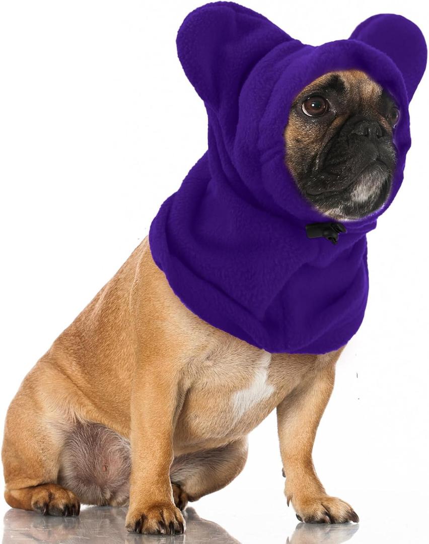 Winter Dog Hats Quiet Ears for Dogs Ear Muffs Pet Neck Warmer Scarf Hoodie Noise Protection Cover Beanie Head Wrap Costume for Pet Dog Cats(Purple,M)