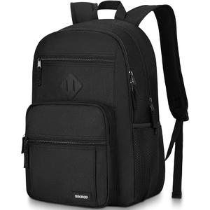 Black Backpack for Men and Women, Backpack for School Teens Boys and Girls, Lightweight Casual High School Bookbag, Dailyuse Travel Laptop Backpack with USB Charging Port Fits 15.6 Inch Notebook