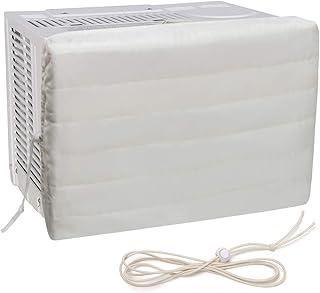 Luxiv Indoor Air Conditioner Cover, White Window Unit Protection Anti-Rust Adjustable Cover for Indoor Window AC with Free Elastic Straps (White, 27x20x2.5)