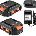 energup 20Volt Replace for Worx 20V Battery and Charger Kit, Compatible with Works 20Volt WA3520 WA3525 WA3575 WG151s WG251s WG540s WG545s WG890 WG891, with Worx 20V Lithium Battery Charger
