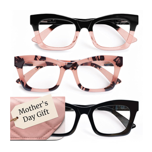 CCVOO Oprah Style Reading Glasses - Mothers Day Gift for Mom - Lightweight Blue Light Blockers, UV400, Spring Hinge