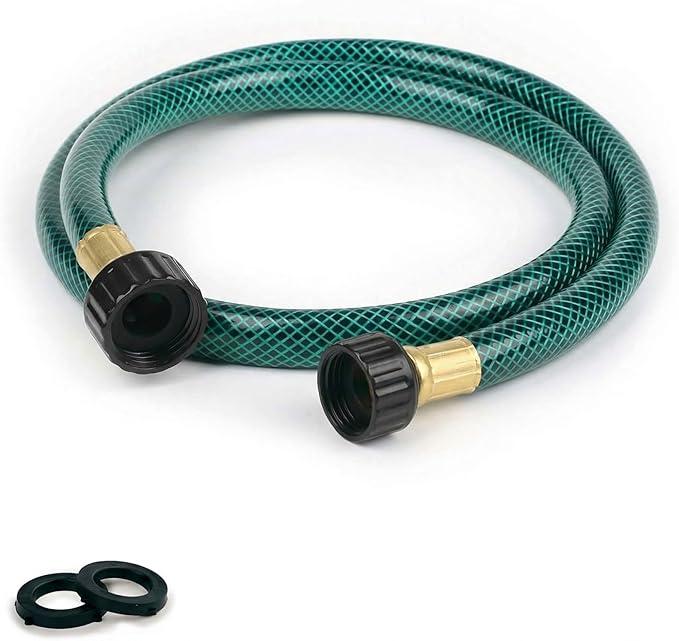 Flexible Garden Hose for Tight Spaces: 4FT Female to Female Short Water Hose for Outdoor Faucet Y Splitter with 2 Rubber Washers - Lead-Free and Lightweight
